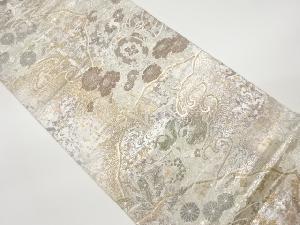 引箔荒波に鼓・花鳥模様織出し袋帯